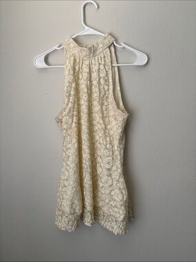 Cream Lace Halter Tank Top